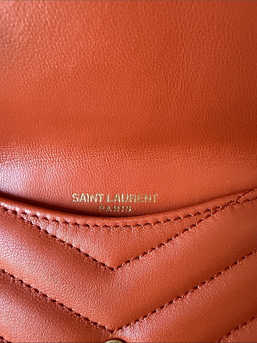 Saint Laurent Nappa Leather Flap Card Holder NWOT Burnt Orange Beautiful Neutral - Picture 11 of 14